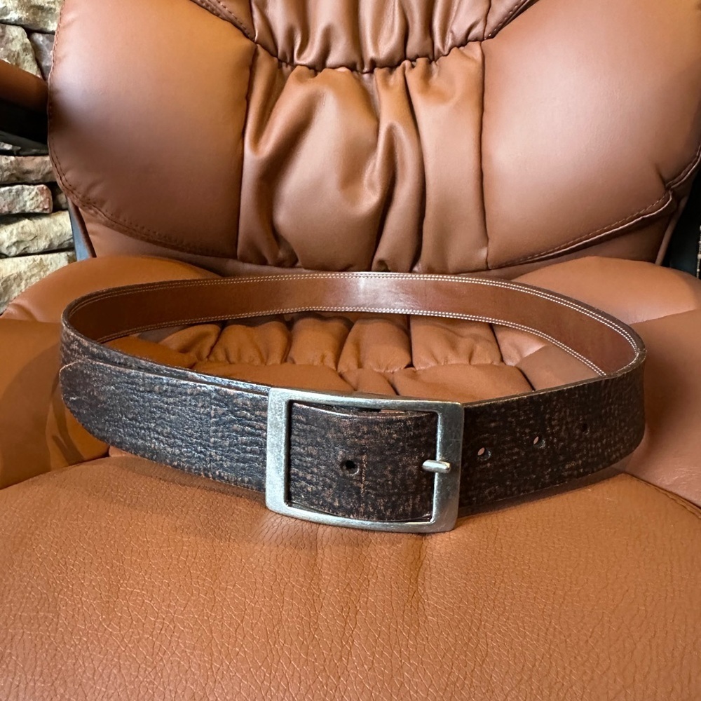 Vintage Classic Brown Distressed Leather Men's Belt - Size 38 - Picture 5 of 10